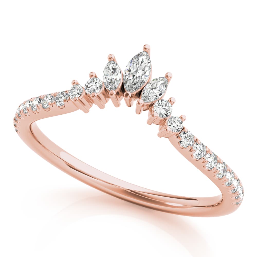 Round & Marquise Diamond Fashion Ring (0.27 ct. tw.), Front view in rose gold