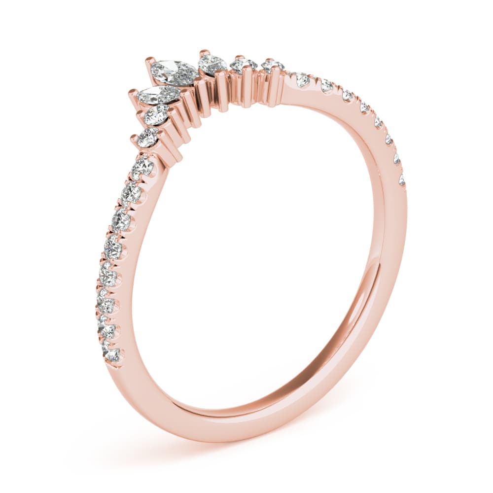 Round & Marquise Diamond Fashion Ring (0.27 ct. tw.), Angle view in rose gold
