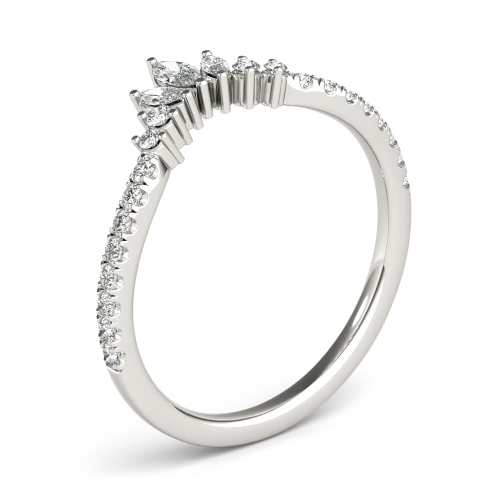 Round & Marquise Diamond Fashion Ring (0.27 ct. tw.), Angle view in white gold or platinum