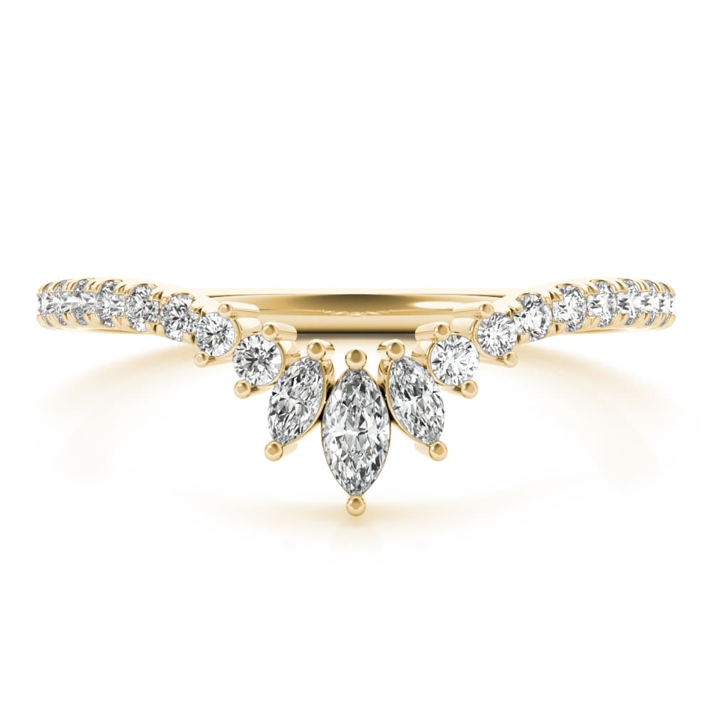 Round & Marquise Diamond Fashion Ring (0.27 ct. tw.), On hand view in yellow gold