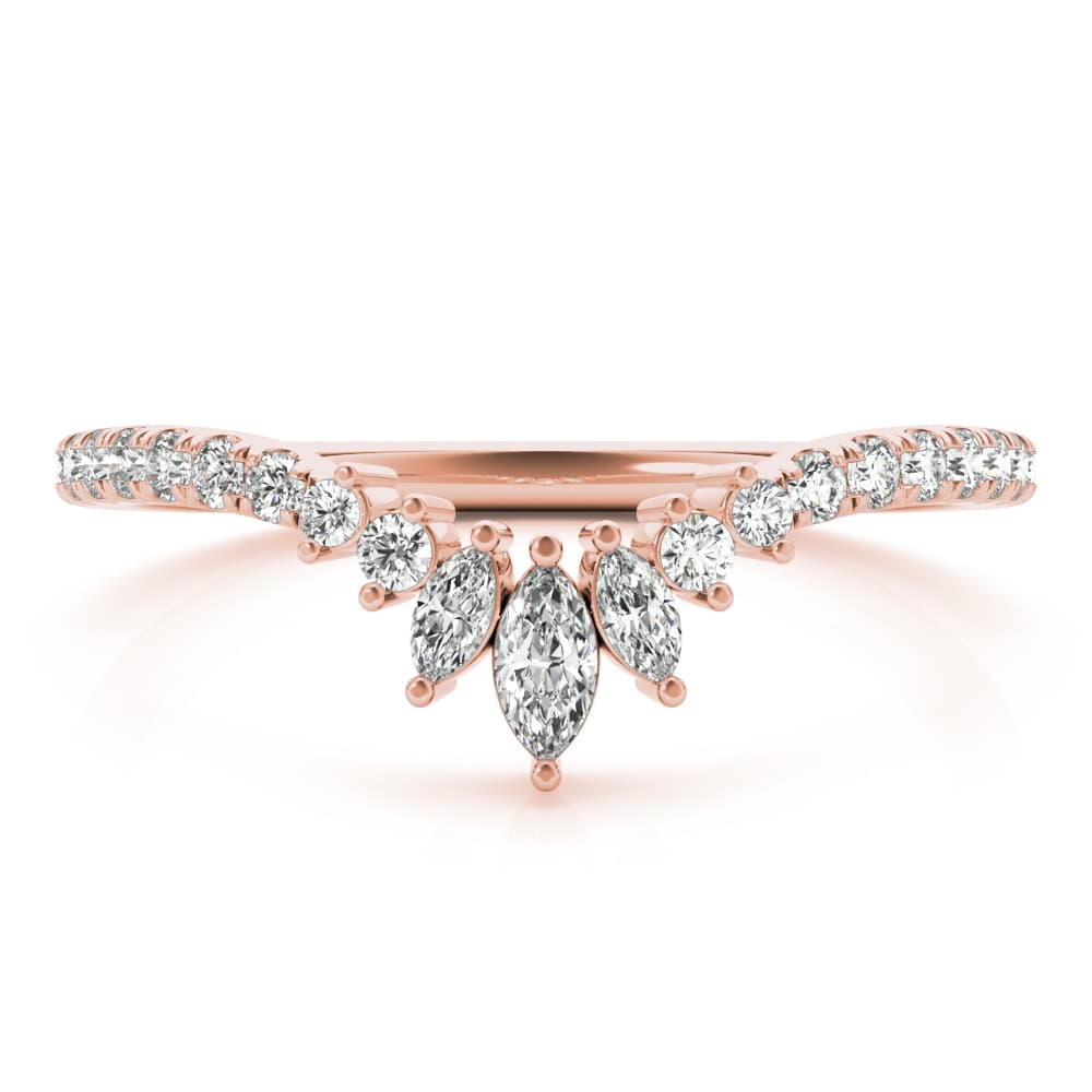 Round & Marquise Diamond Fashion Ring (0.27 ct. tw.), On hand view in rose gold