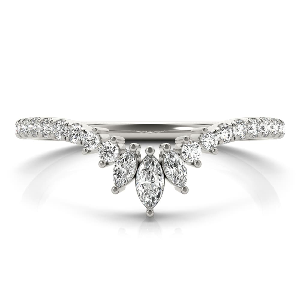 Round & Marquise Diamond Fashion Ring (0.27 ct. tw.), On hand view in white gold or platinum