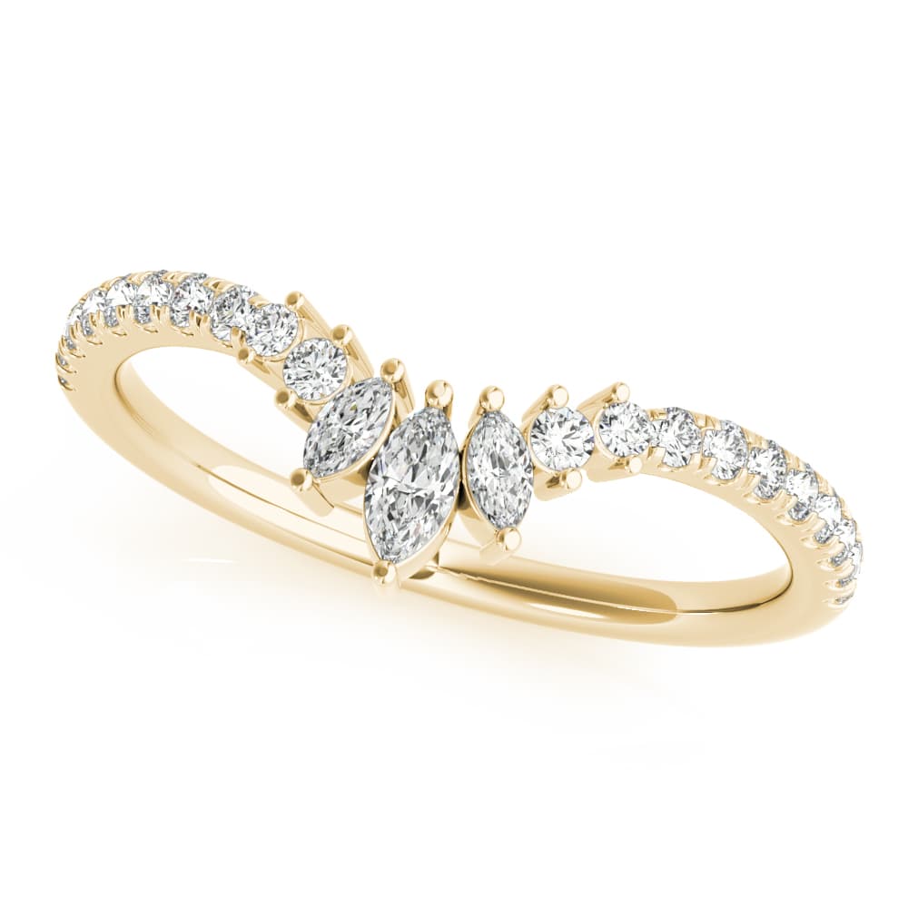 Round & Marquise Diamond Fashion Ring (0.27 ct. tw.), Top view in yellow gold