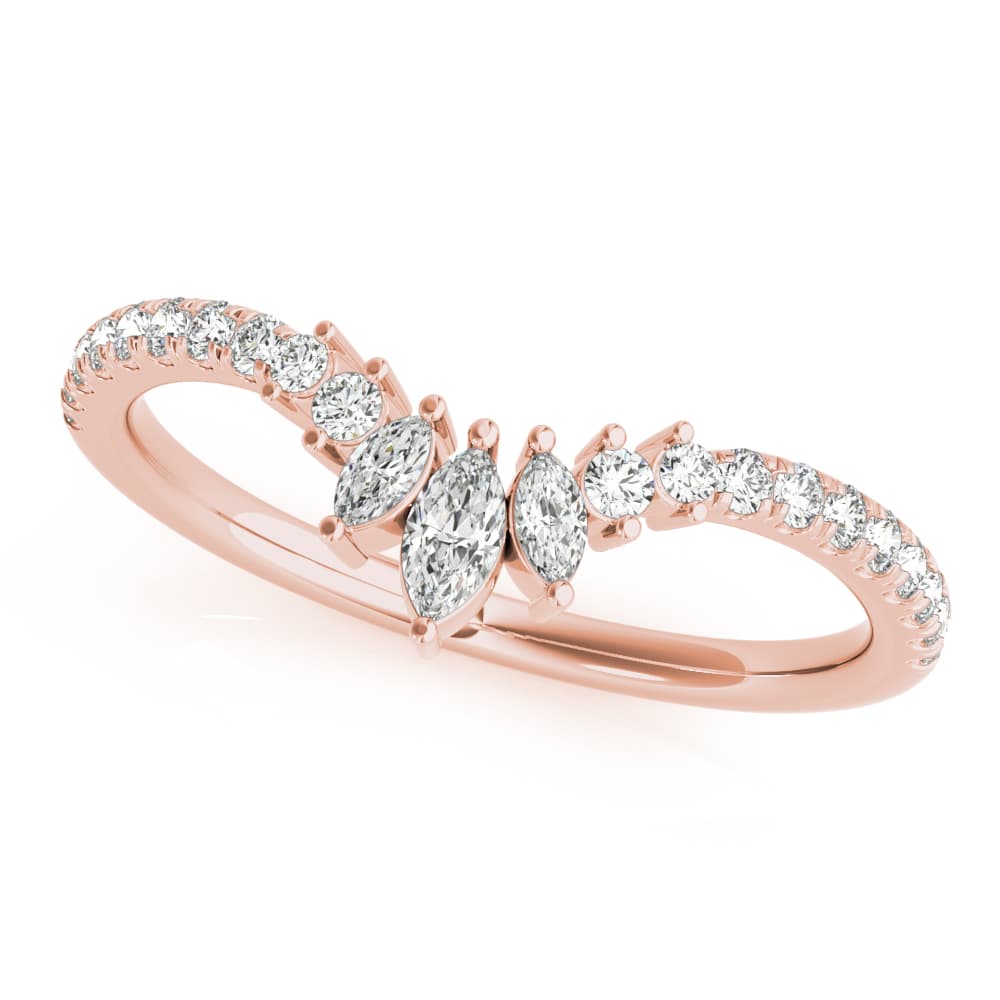 Round & Marquise Diamond Fashion Ring (0.27 ct. tw.), Top view in rose gold