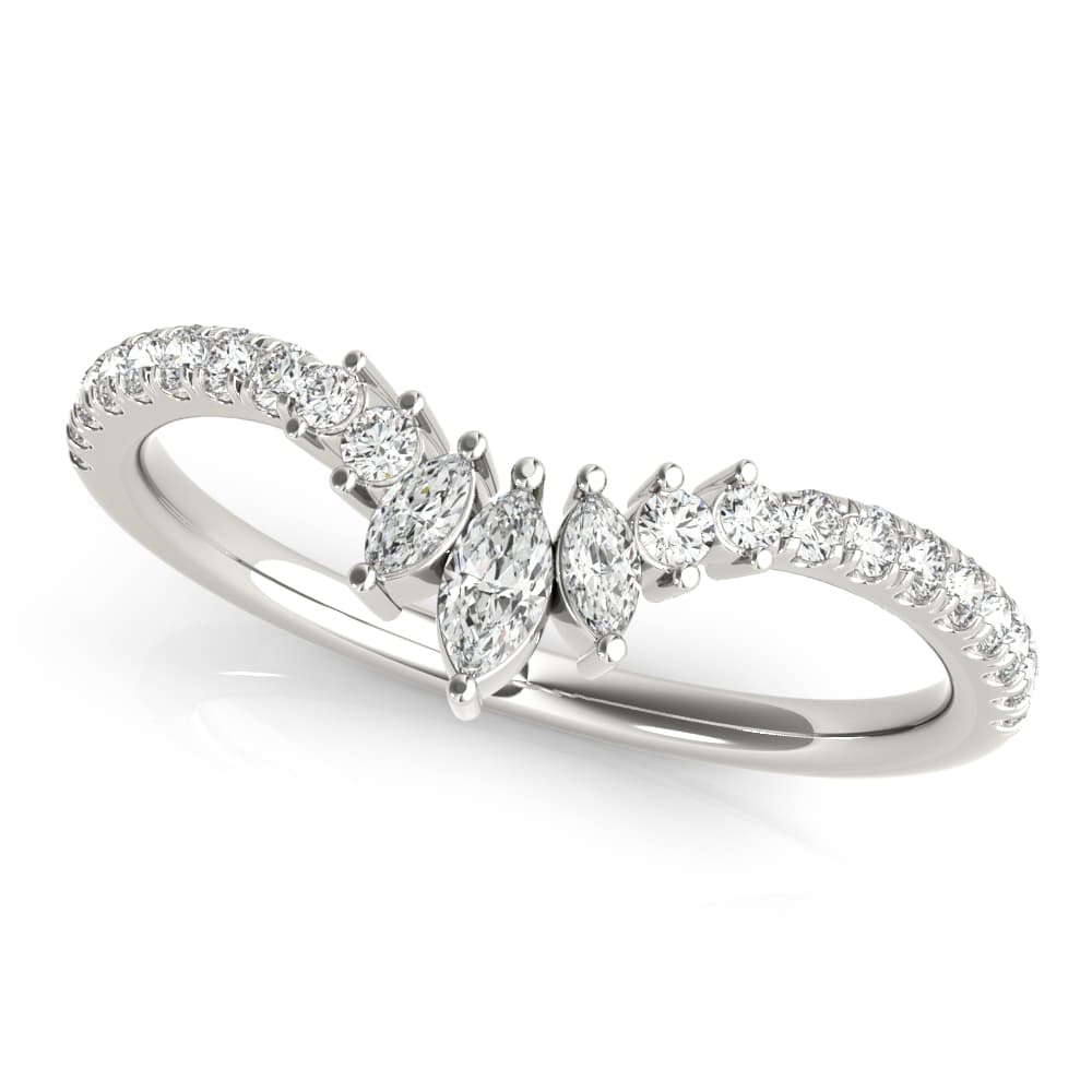 Round & Marquise Diamond Fashion Ring (0.27 ct. tw.), Top view in white gold or platinum
