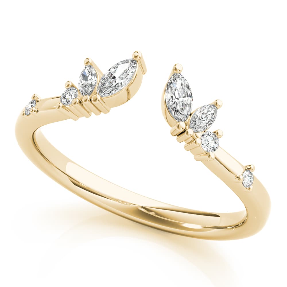 Round & Marquise Open Chevron Ring (1/4 ct. tw.), Front view in yellow gold