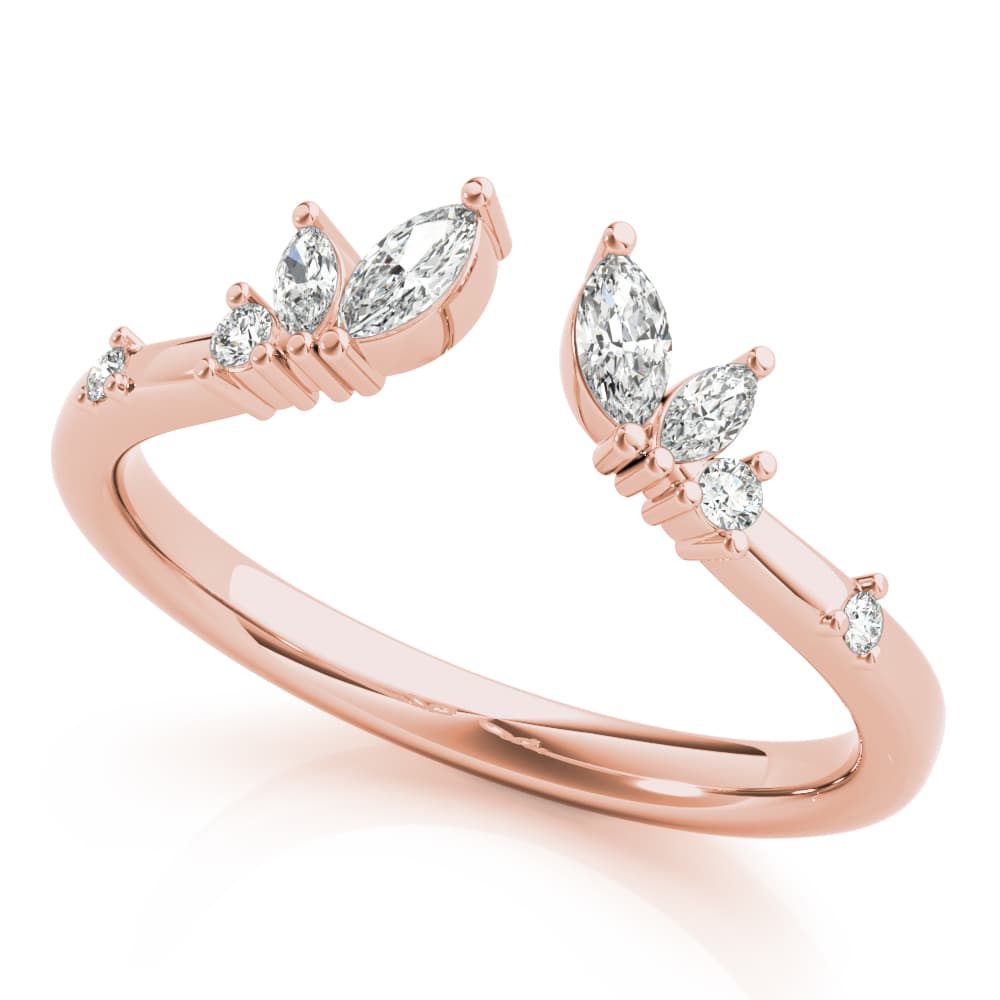 Round & Marquise Open Chevron Ring (1/4 ct. tw.), Front view in rose gold