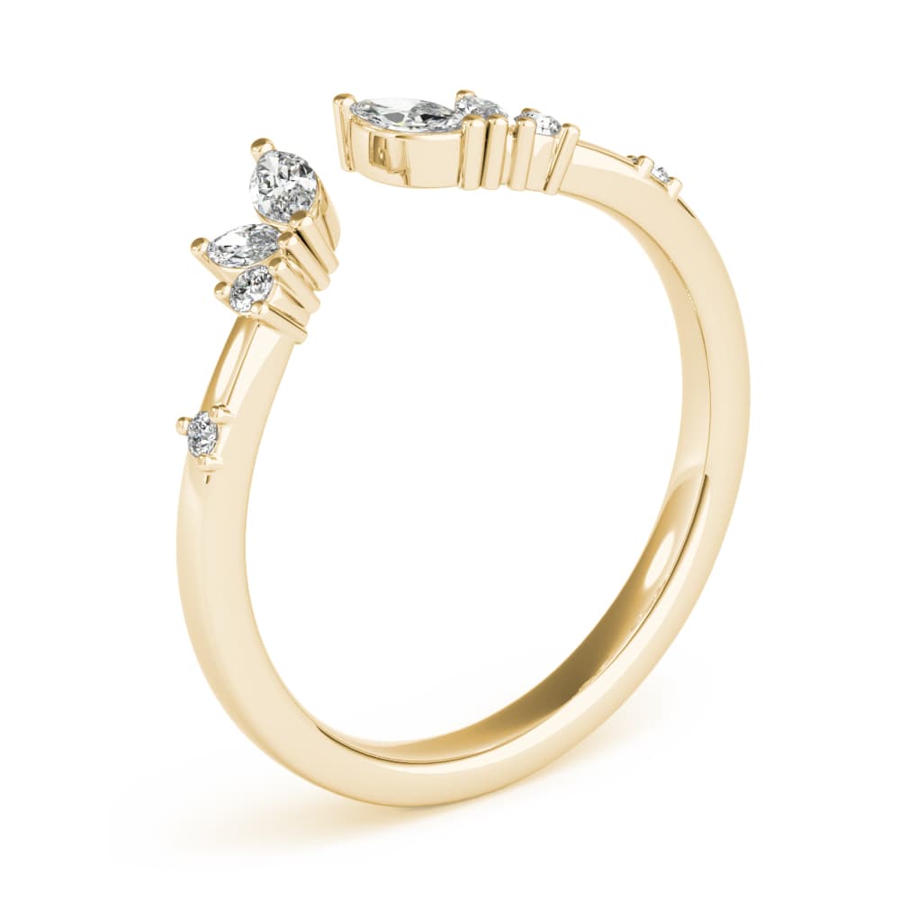 Round & Marquise Open Chevron Ring (1/4 ct. tw.), Angle view in yellow gold