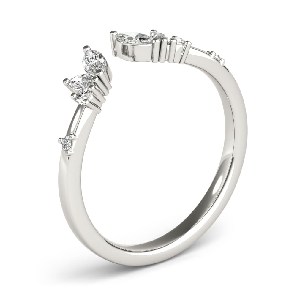 Round & Marquise Open Chevron Ring (1/4 ct. tw.), Angle view in white gold or platinum