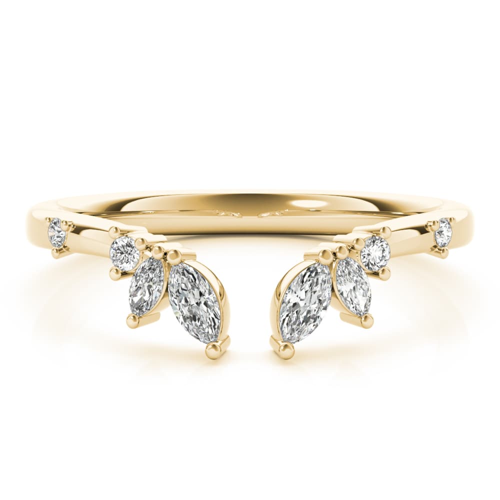 Round & Marquise Open Chevron Ring (1/4 ct. tw.), On hand view in yellow gold
