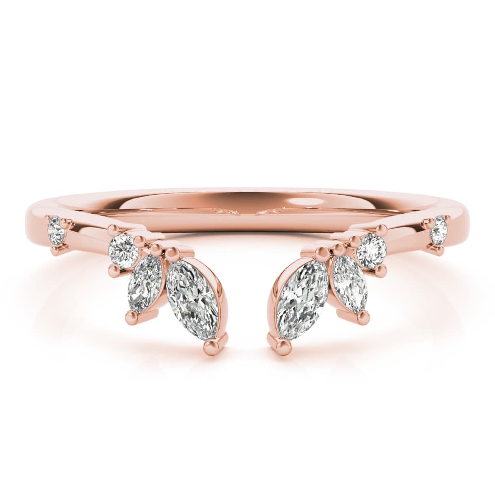Round & Marquise Open Chevron Ring (1/4 ct. tw.), On hand view in rose gold