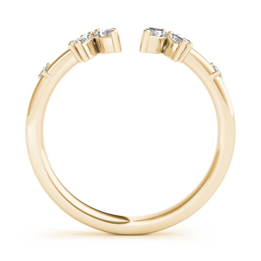 Round & Marquise Open Chevron Ring (1/4 ct. tw.), Side view in yellow gold