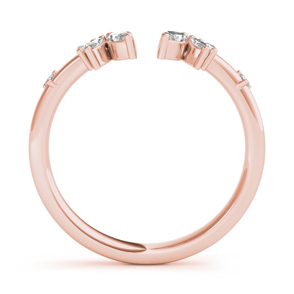 Round & Marquise Open Chevron Ring (1/4 ct. tw.), Side view in rose gold
