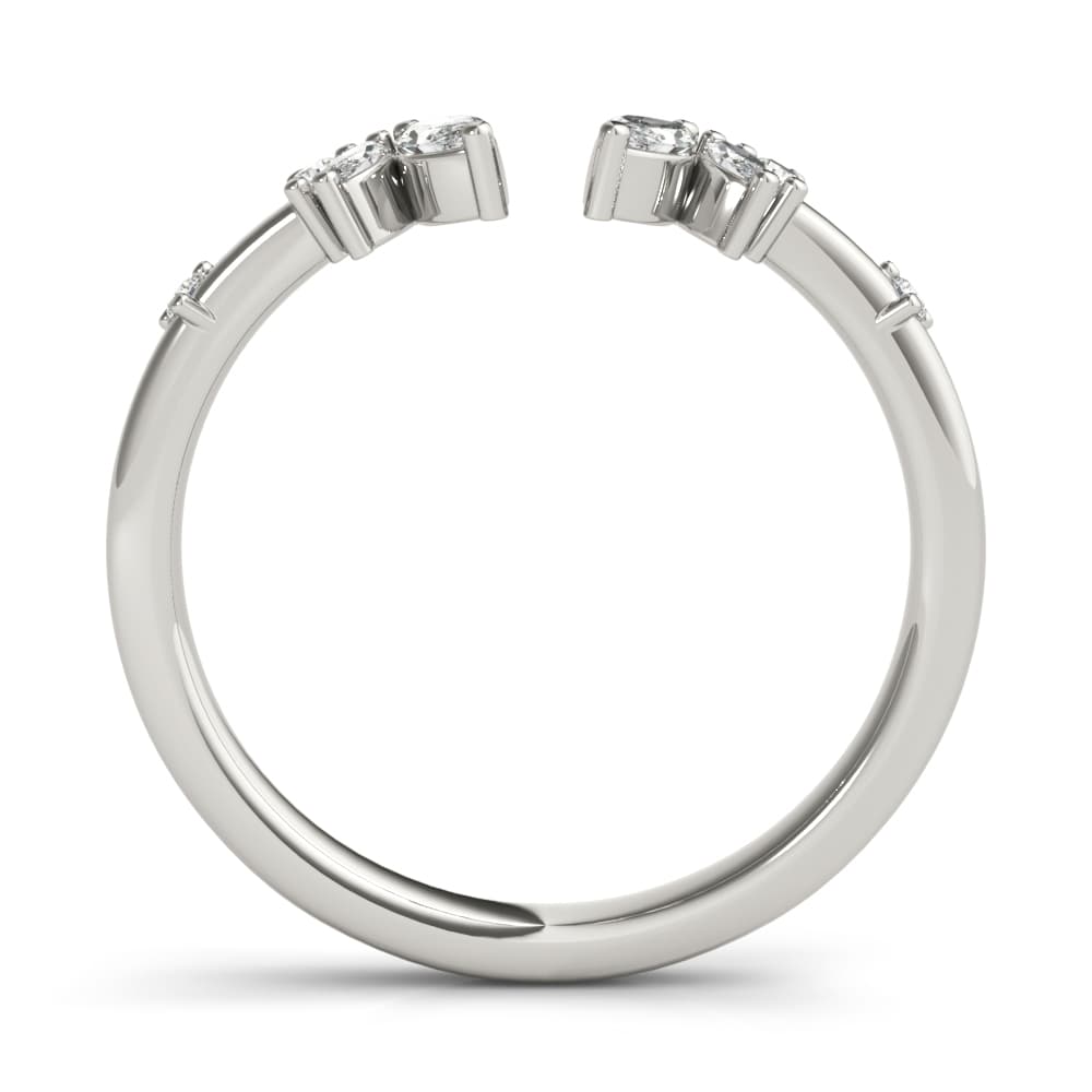 Round & Marquise Open Chevron Ring (1/4 ct. tw.), Side view in white gold or platinum
