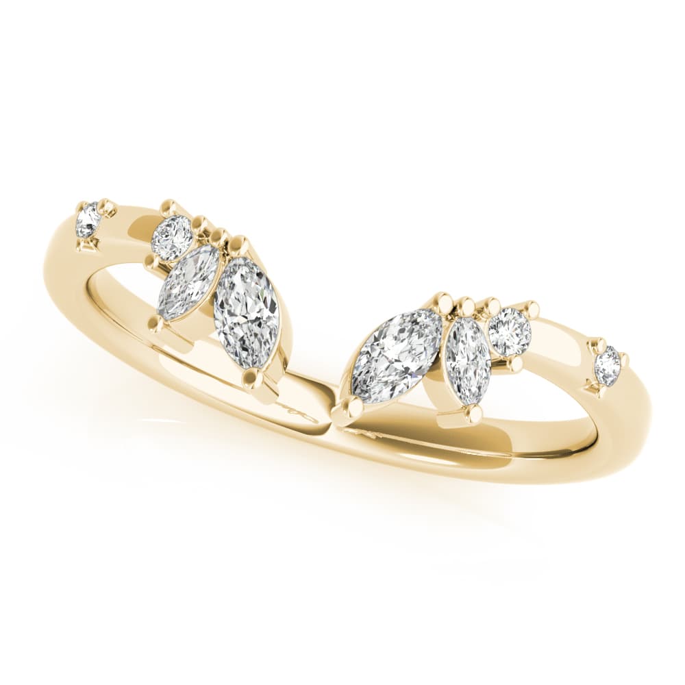 Round & Marquise Open Chevron Ring (1/4 ct. tw.), Top view in yellow gold