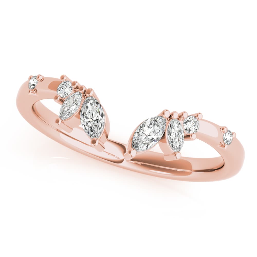 Round & Marquise Open Chevron Ring (1/4 ct. tw.), Top view in rose gold