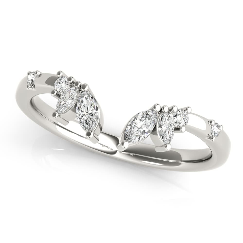 Round & Marquise Open Chevron Ring (1/4 ct. tw.), Top view in white gold or platinum