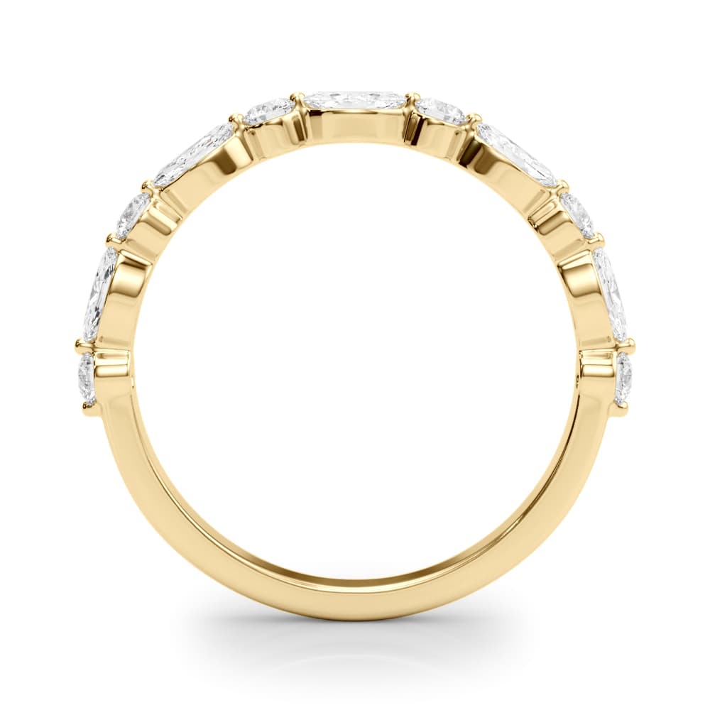 Alternating Marquise & Round Wedding Band (0.56 ct. tw.), Side view in yellow gold