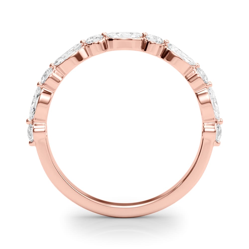 Alternating Marquise & Round Wedding Band (0.56 ct. tw.), Side view in rose gold