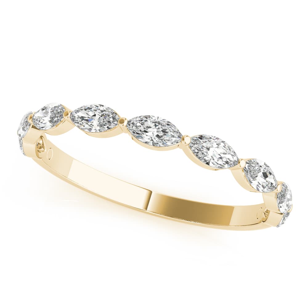 Shared Prong Marquise Wedding Band (5/8 ct. tw.), Front view in yellow gold