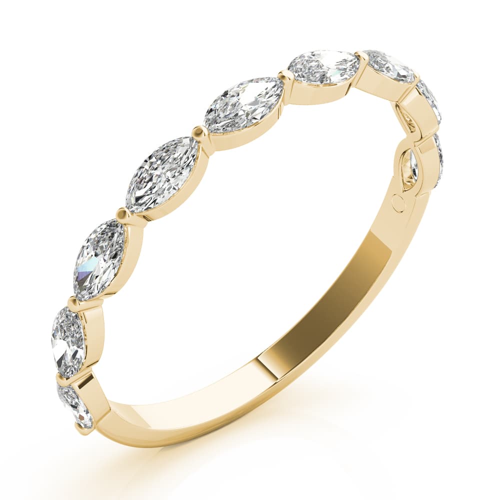 Shared Prong Marquise Wedding Band (5/8 ct. tw.), Angle view in yellow gold