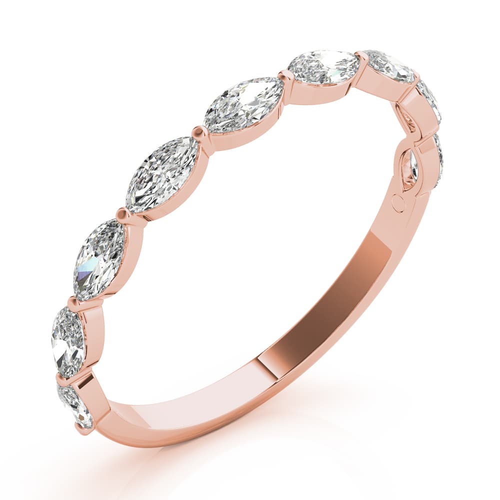 Shared Prong Marquise Wedding Band (5/8 ct. tw.), Angle view in rose gold
