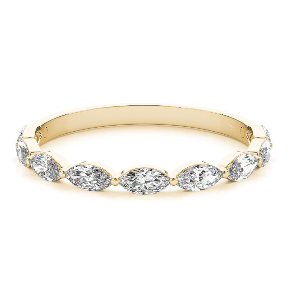 Shared Prong Marquise Wedding Band (5/8 ct. tw.), On hand view in yellow gold