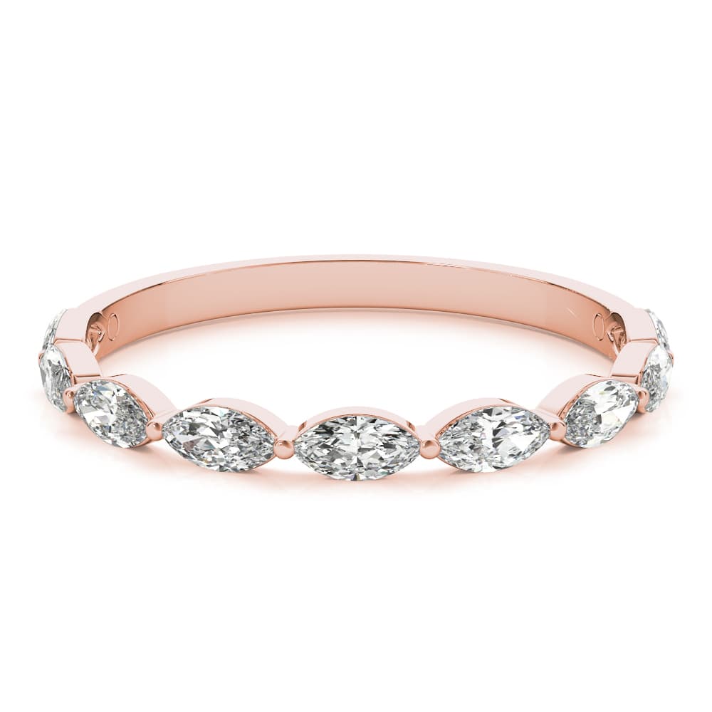 Shared Prong Marquise Wedding Band (5/8 ct. tw.), On hand view in rose gold