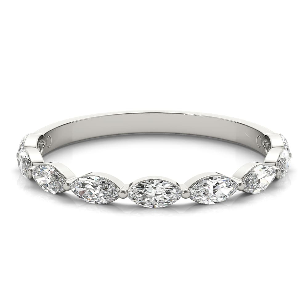 Shared Prong Marquise Wedding Band (5/8 ct. tw.), On hand view in white gold or platinum