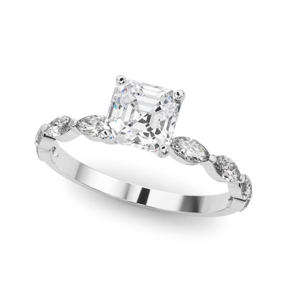 Single Shared Prong Marquise Side Engagement Ring — style 85230 in 10k White Gold