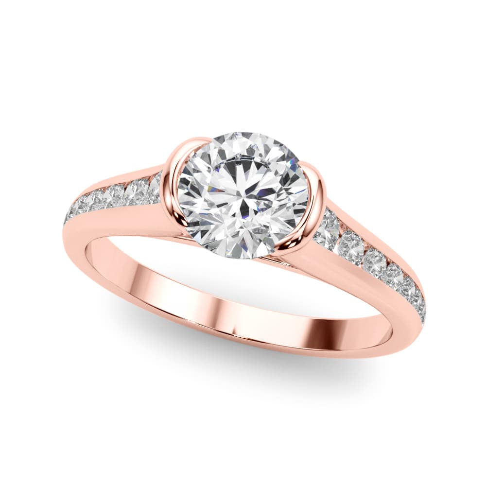 Engagement Ring Round Center, style 85231, Front view in rose gold