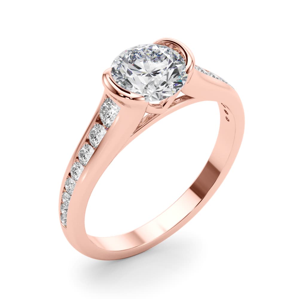Engagement Ring Round Center, style 85231, Angle view in rose gold