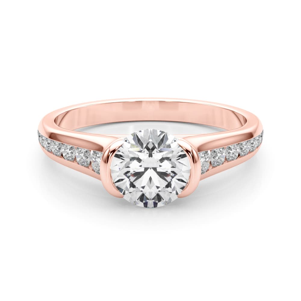 Engagement Ring Round Center, style 85231, On hand view in rose gold