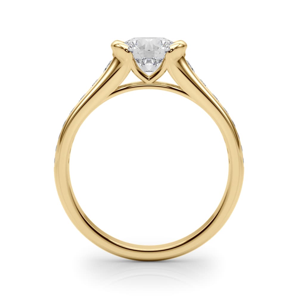 Engagement Ring Round Center, style 85231, Side view in yellow gold