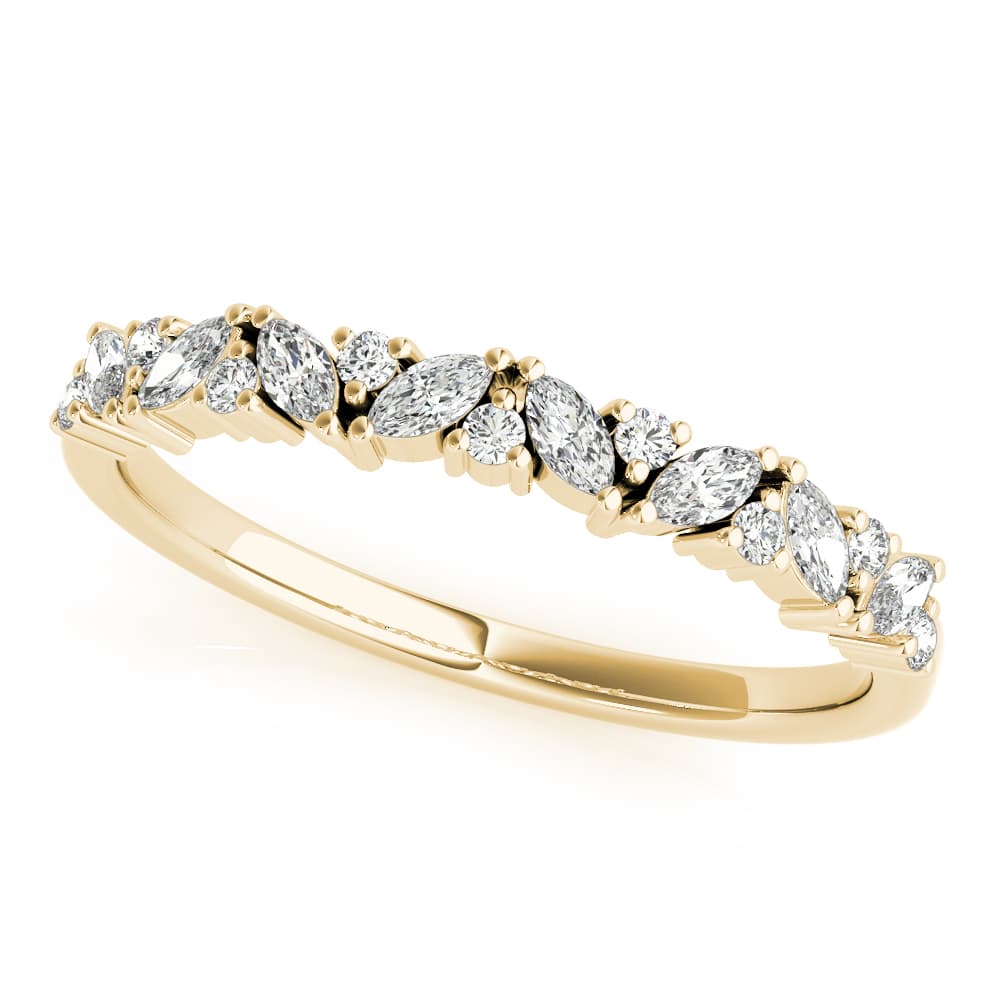Alternating Round & Marquise Diamond Band (1/3 ct. tw.), Front view in yellow gold