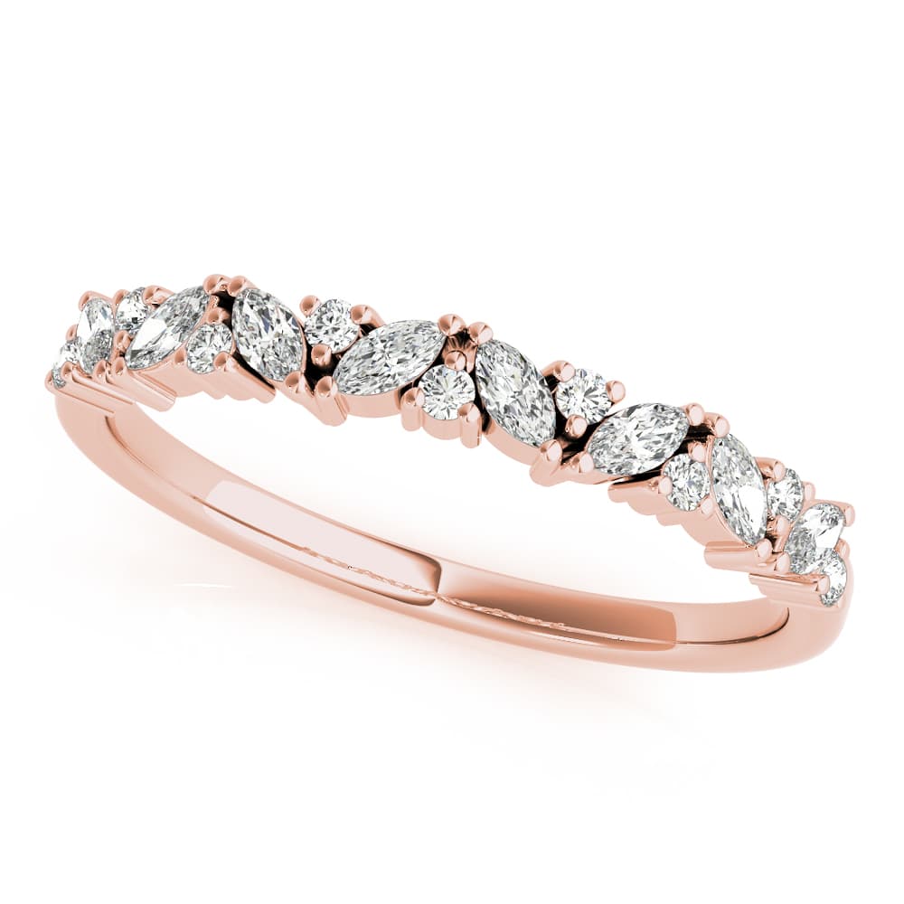 Alternating Round & Marquise Diamond Band (1/3 ct. tw.), Front view in rose gold