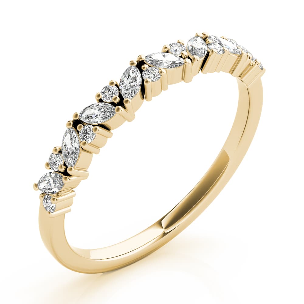 Alternating Round & Marquise Diamond Band (1/3 ct. tw.), Angle view in yellow gold