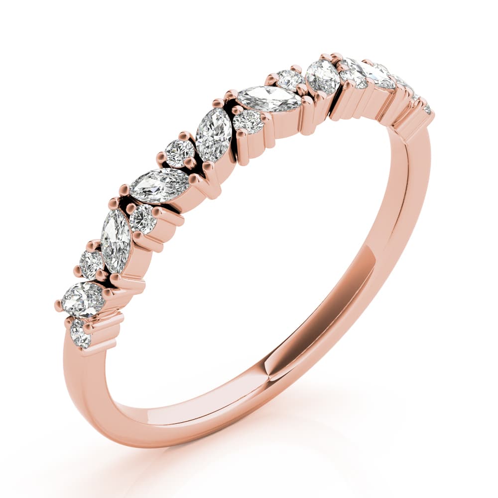 Alternating Round & Marquise Diamond Band (1/3 ct. tw.), Angle view in rose gold