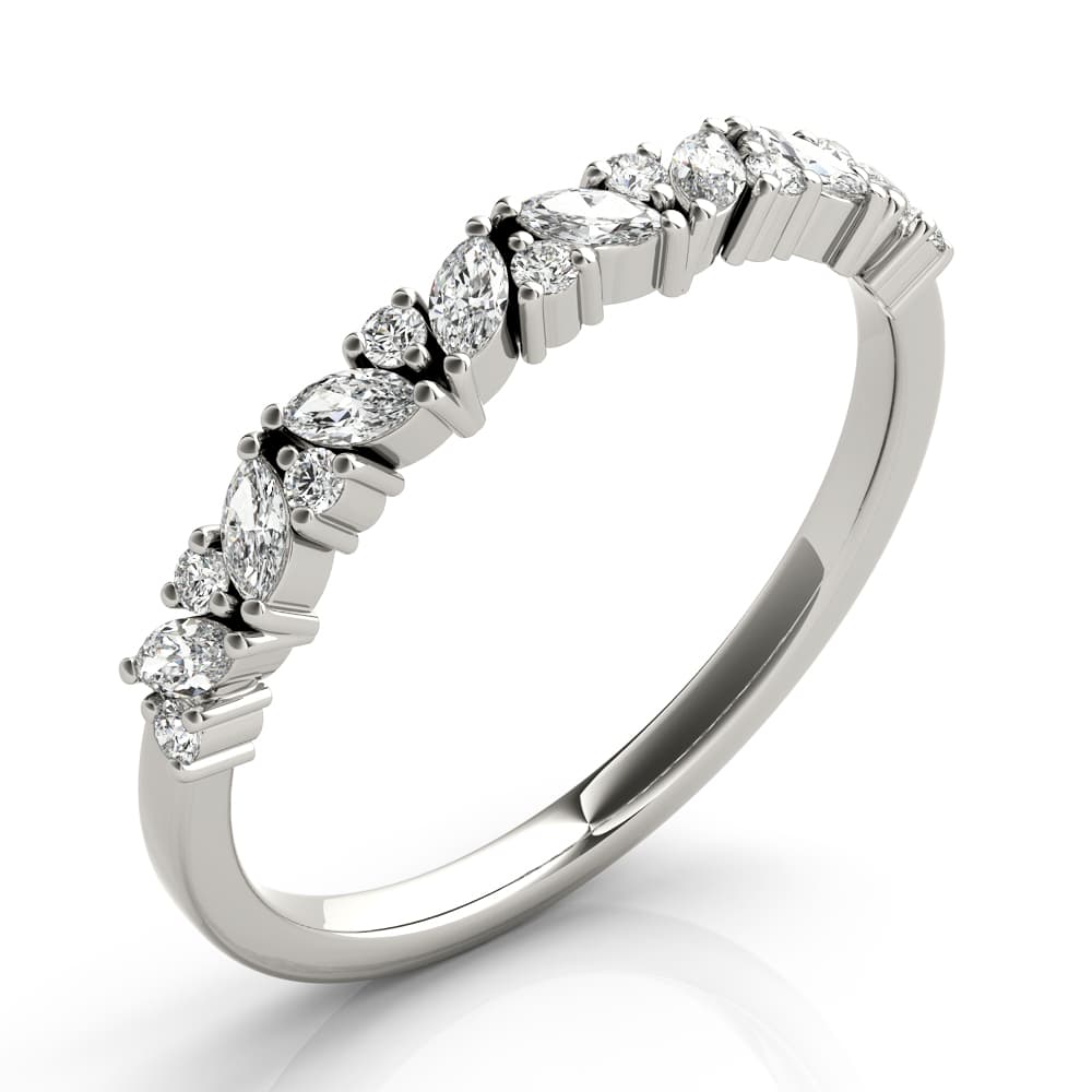 Alternating Round & Marquise Diamond Band (1/3 ct. tw.), Angle view in white gold or platinum
