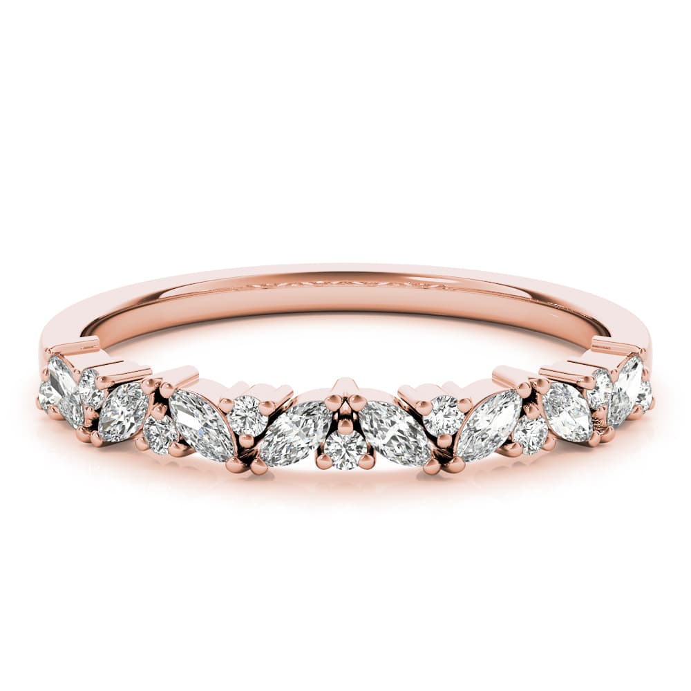 Alternating Round & Marquise Diamond Band (1/3 ct. tw.), On hand view in rose gold