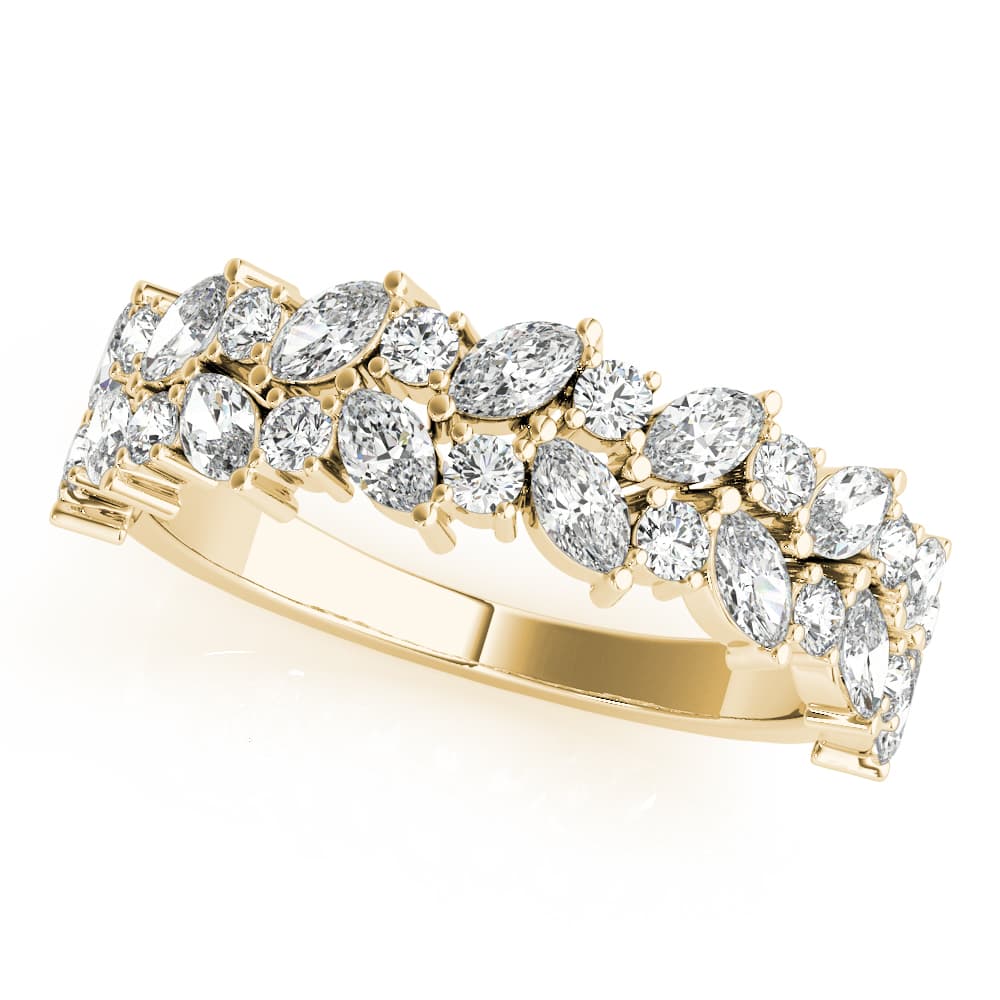 Alternating Marquise & Round 2-Row Band (1 1/8 ct. tw.), Front view in yellow gold