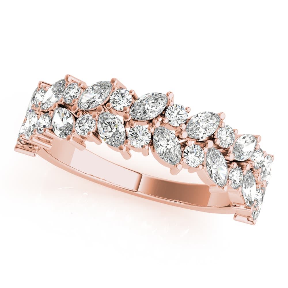 Alternating Marquise & Round 2-Row Band (1 1/8 ct. tw.), Front view in rose gold