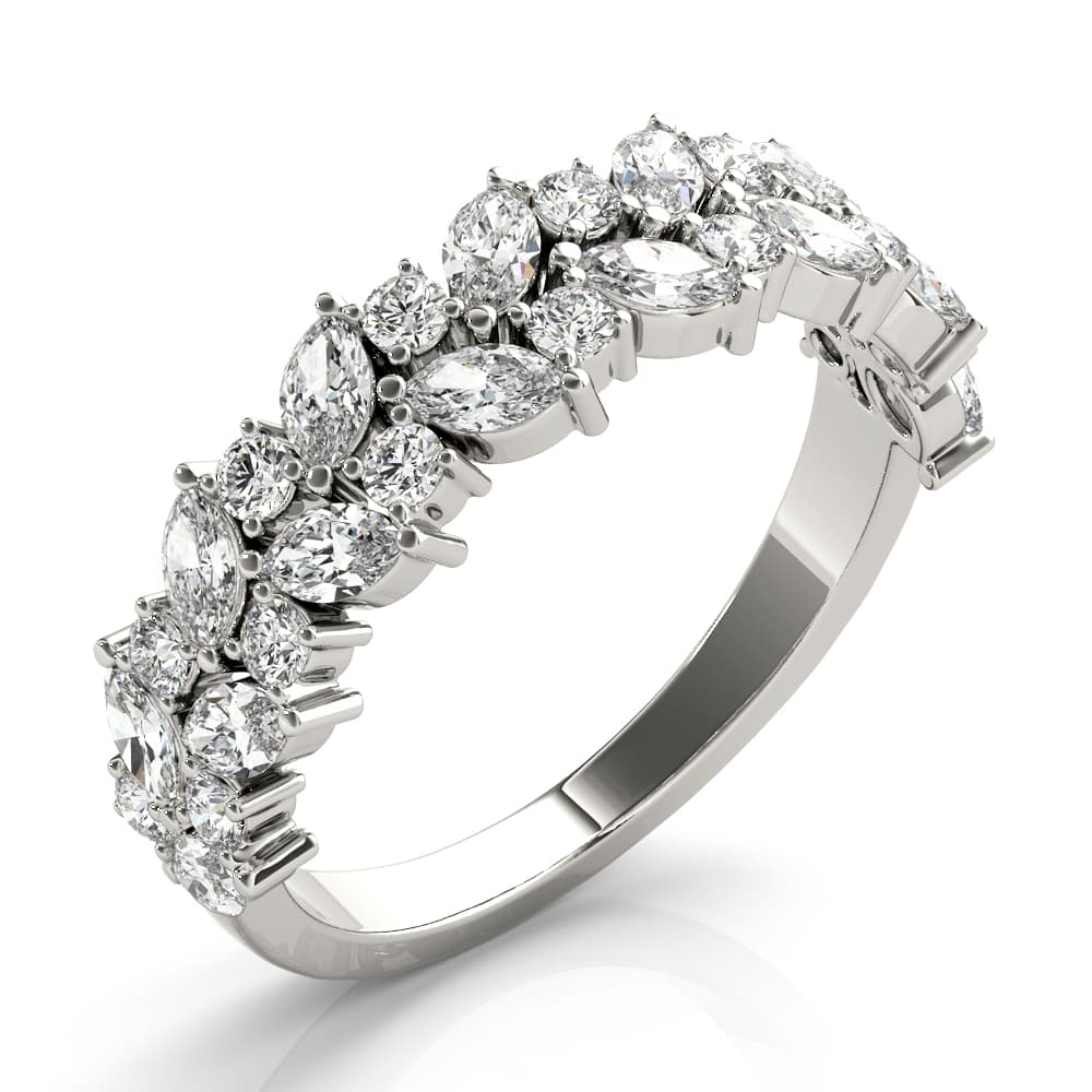 Alternating Marquise & Round 2-Row Band (1 1/8 ct. tw.), Angle view in white gold or platinum
