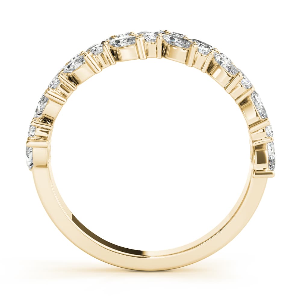 Alternating Marquise & Round 2-Row Band (1 1/8 ct. tw.), Side view in yellow gold