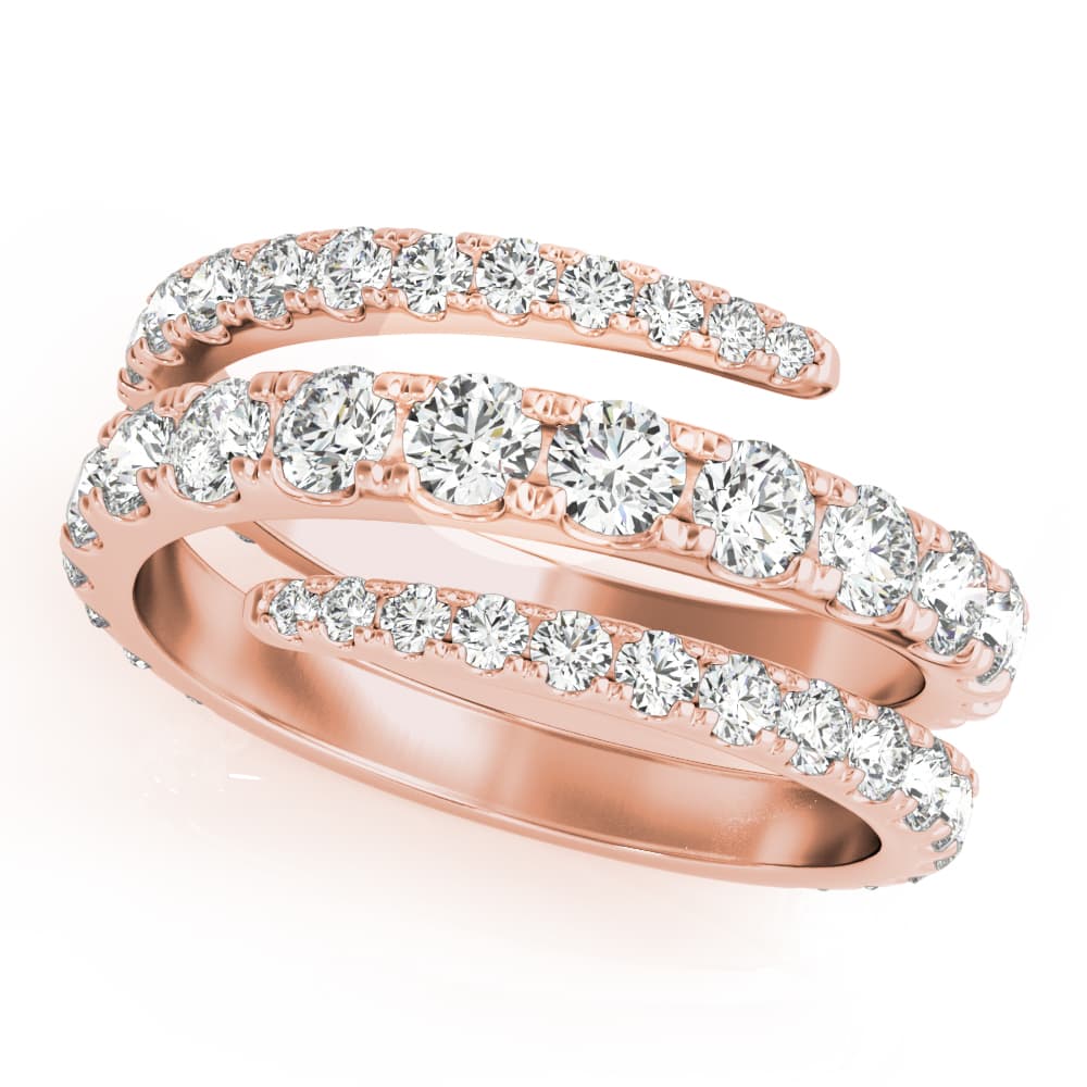Multi-Row Split Shank Swirl Fashion Rings (1.55 ct. tw.), Front view in rose gold