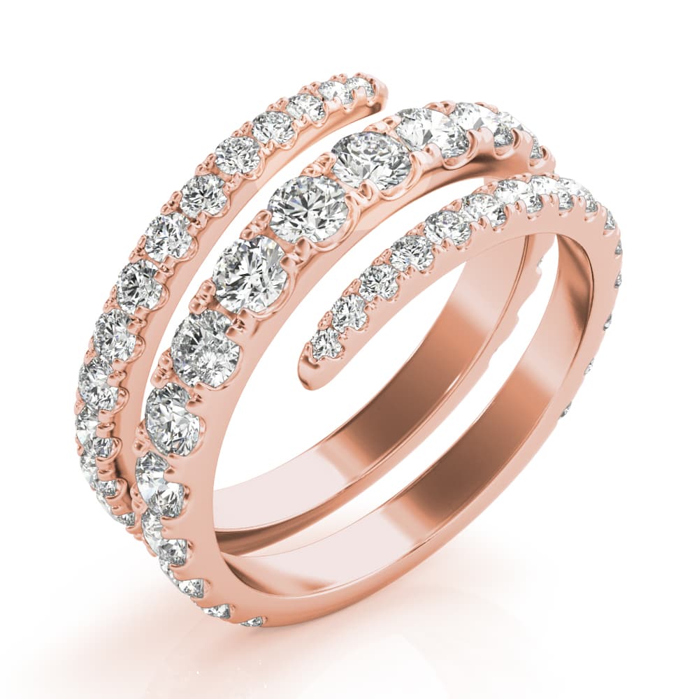 Multi-Row Split Shank Swirl Fashion Rings (1.55 ct. tw.), Angle view in rose gold