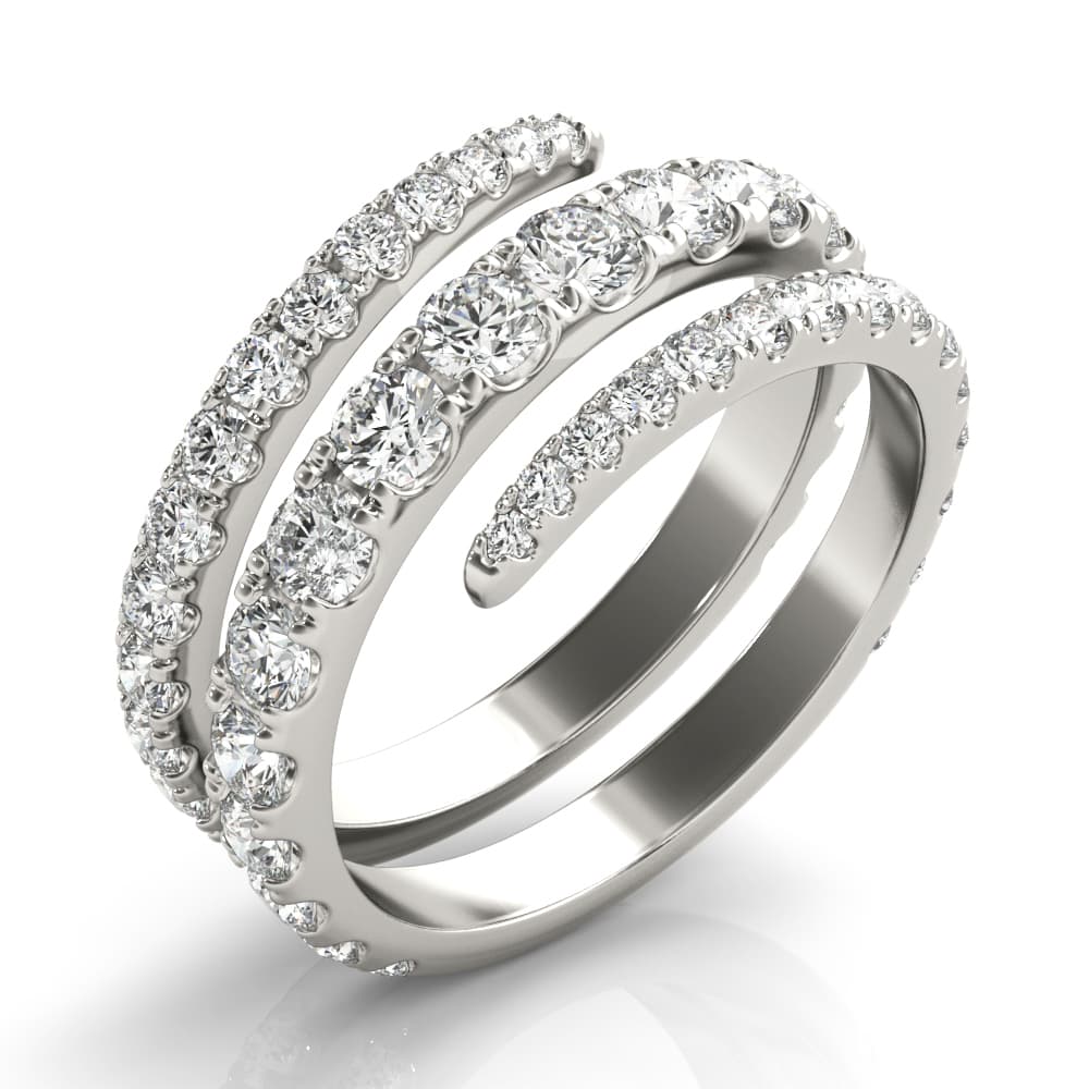 Multi-Row Split Shank Swirl Fashion Rings (1.55 ct. tw.), Angle view in white gold or platinum
