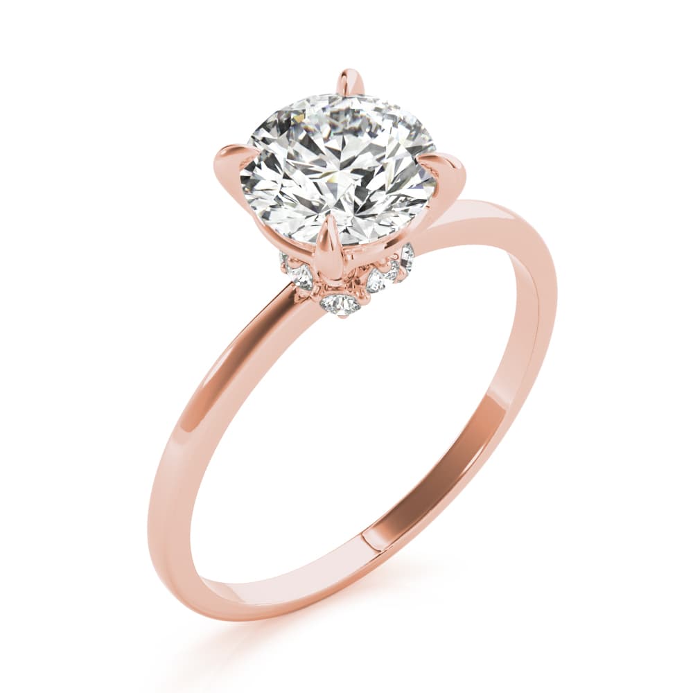 Solitaire Engagement Ring, style 85242, Angle view in rose gold