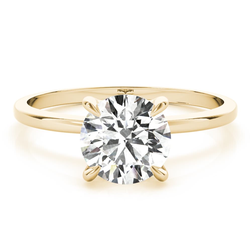 Solitaire Engagement Ring, style 85242, On hand view in yellow gold