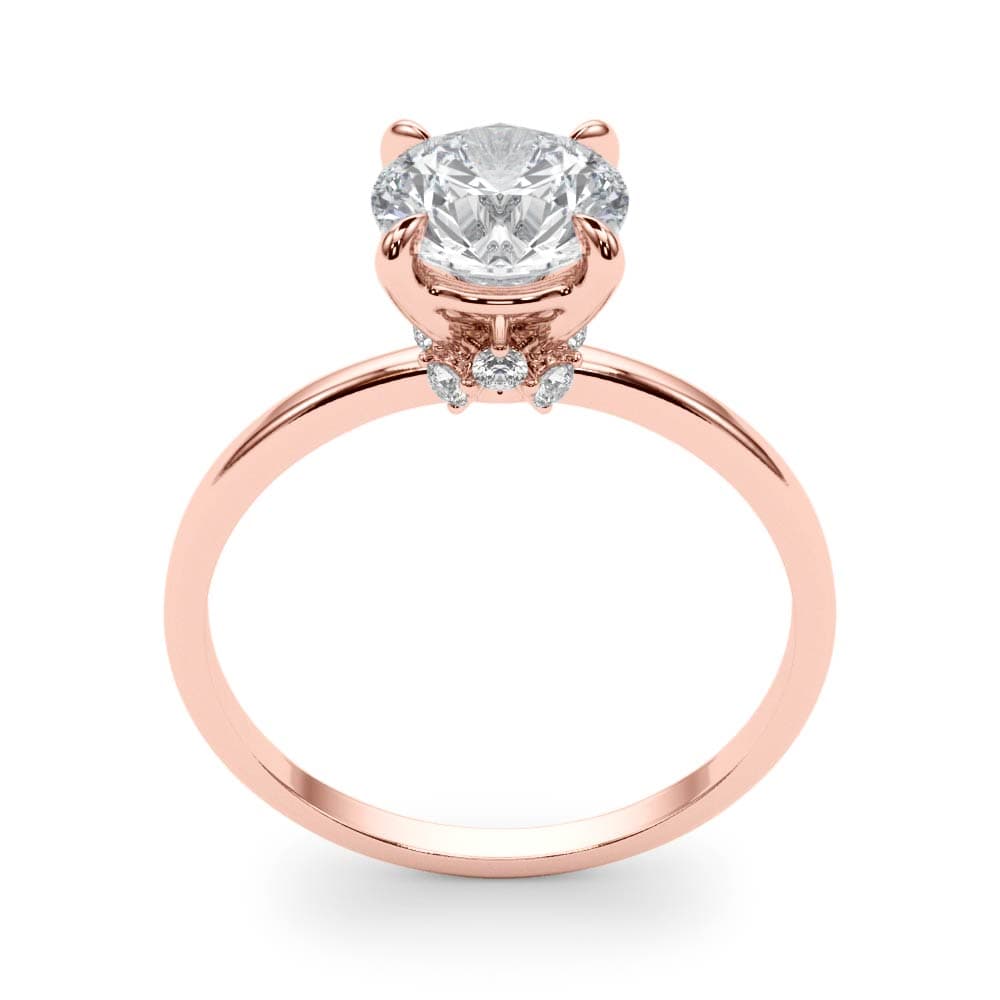 Solitaire Engagement Ring, style 85242, Top view in rose gold